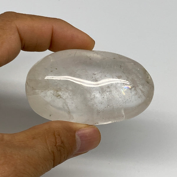 100.3g, 2.5"x1.4"x1.2", Natural Quartz Crystal Palm-Stone Polished Reiki, B28989