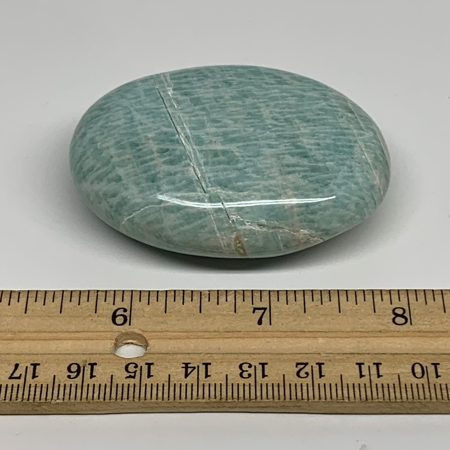 95.9g, 2.5"x1.8"x0.8", Natural Amazonite Palm-Stone Tumbled Polished, B34688