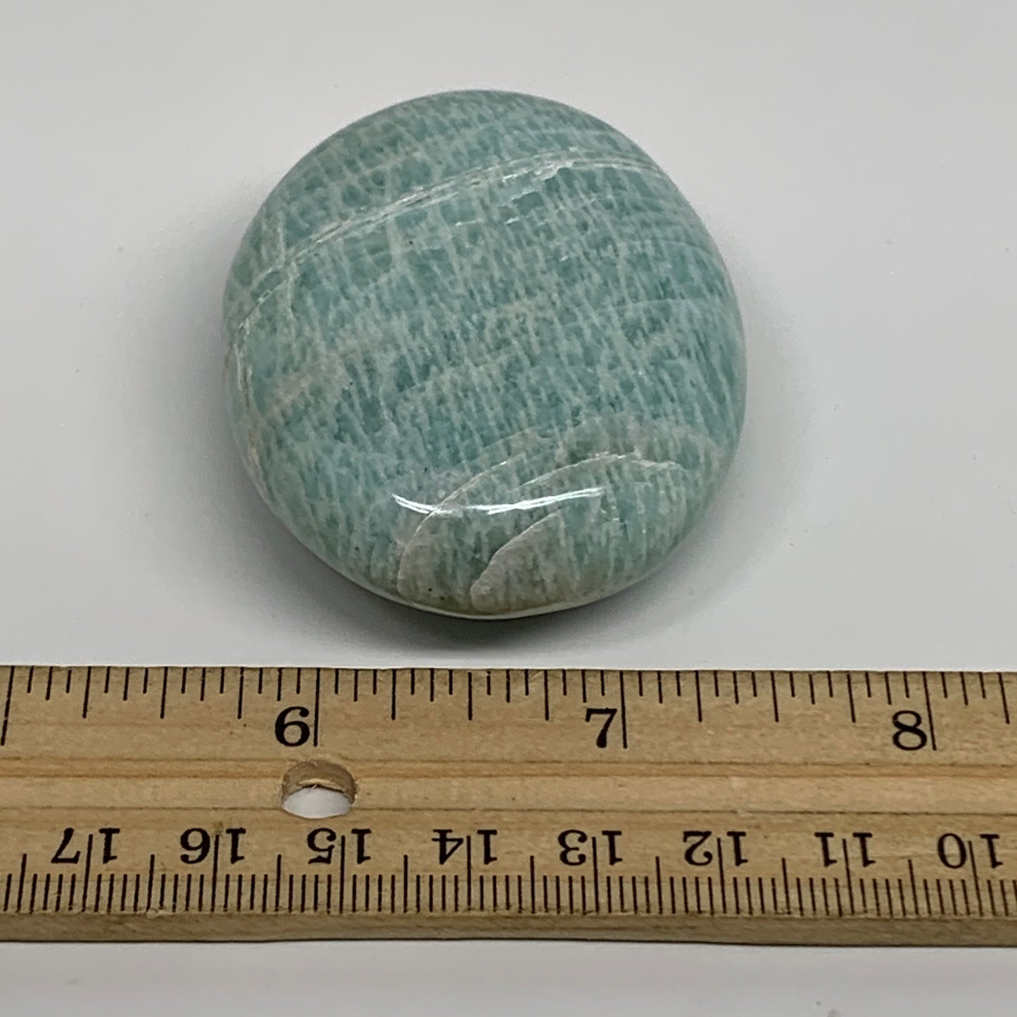 95.9g, 2.5"x1.8"x0.8", Natural Amazonite Palm-Stone Tumbled Polished, B34688