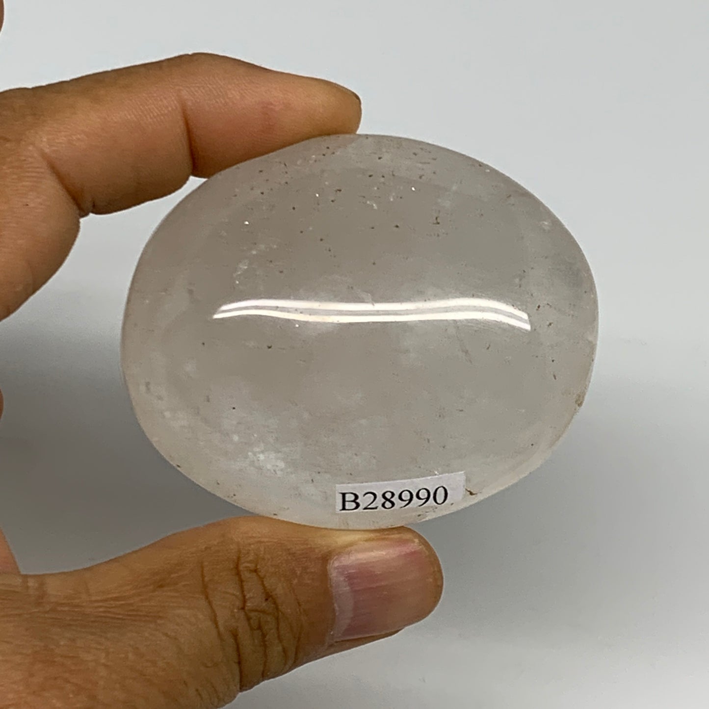 92.9g, 2.3"x2"x0.9", Natural Quartz Crystal Palm-Stone Polished Reiki, B28990