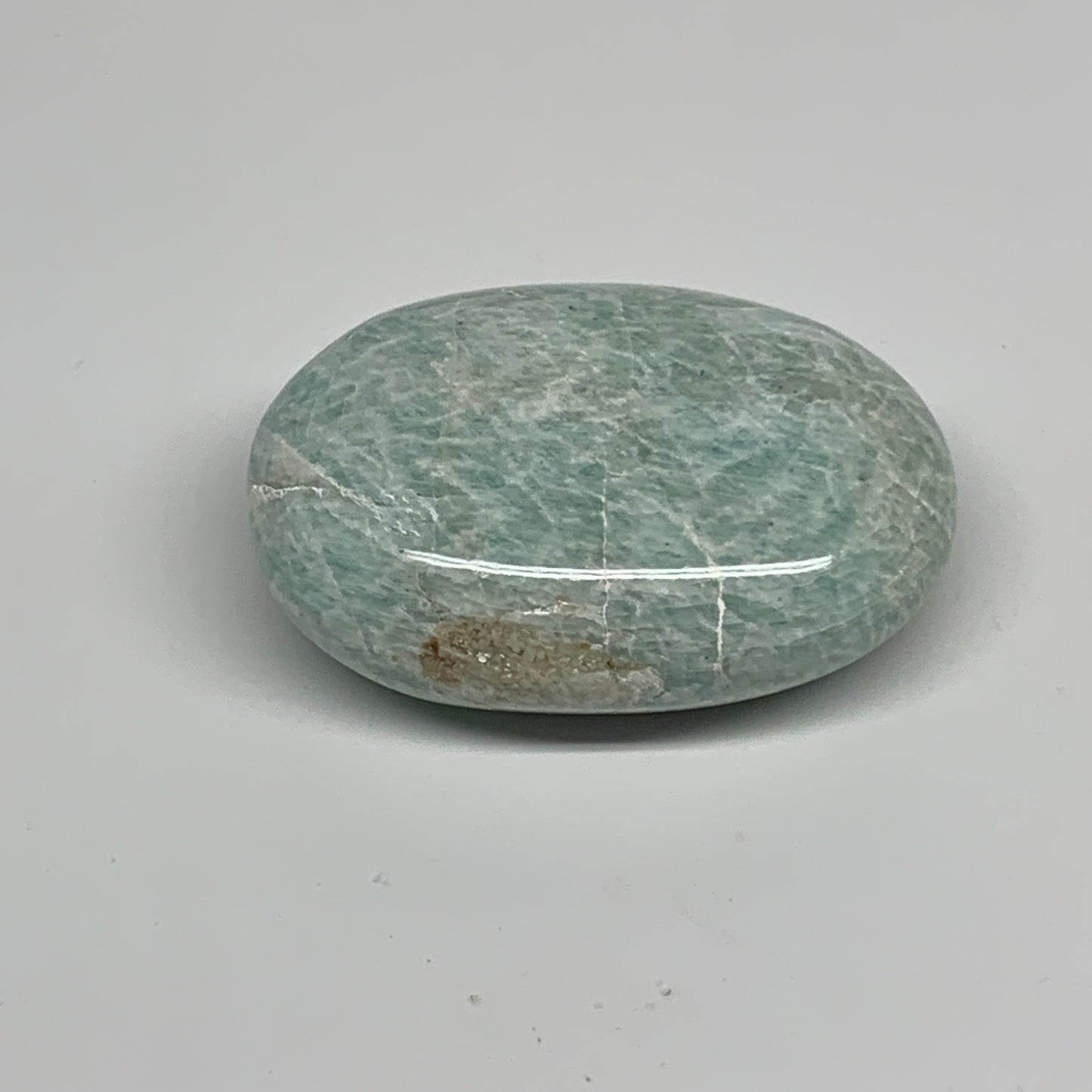 95.7g, 2.4"x1.7"x0.9", Natural Amazonite Palm-Stone Tumbled Polished, B34690