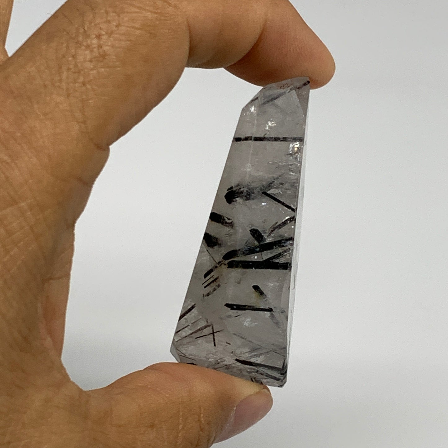 43.7g, 2.2"x1"x0.8", Black Tourmaline Rutile Quartz Crystal Chunk @Brazil,B27443