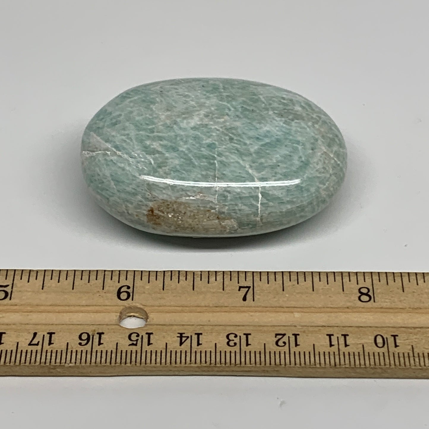 95.7g, 2.4"x1.7"x0.9", Natural Amazonite Palm-Stone Tumbled Polished, B34690