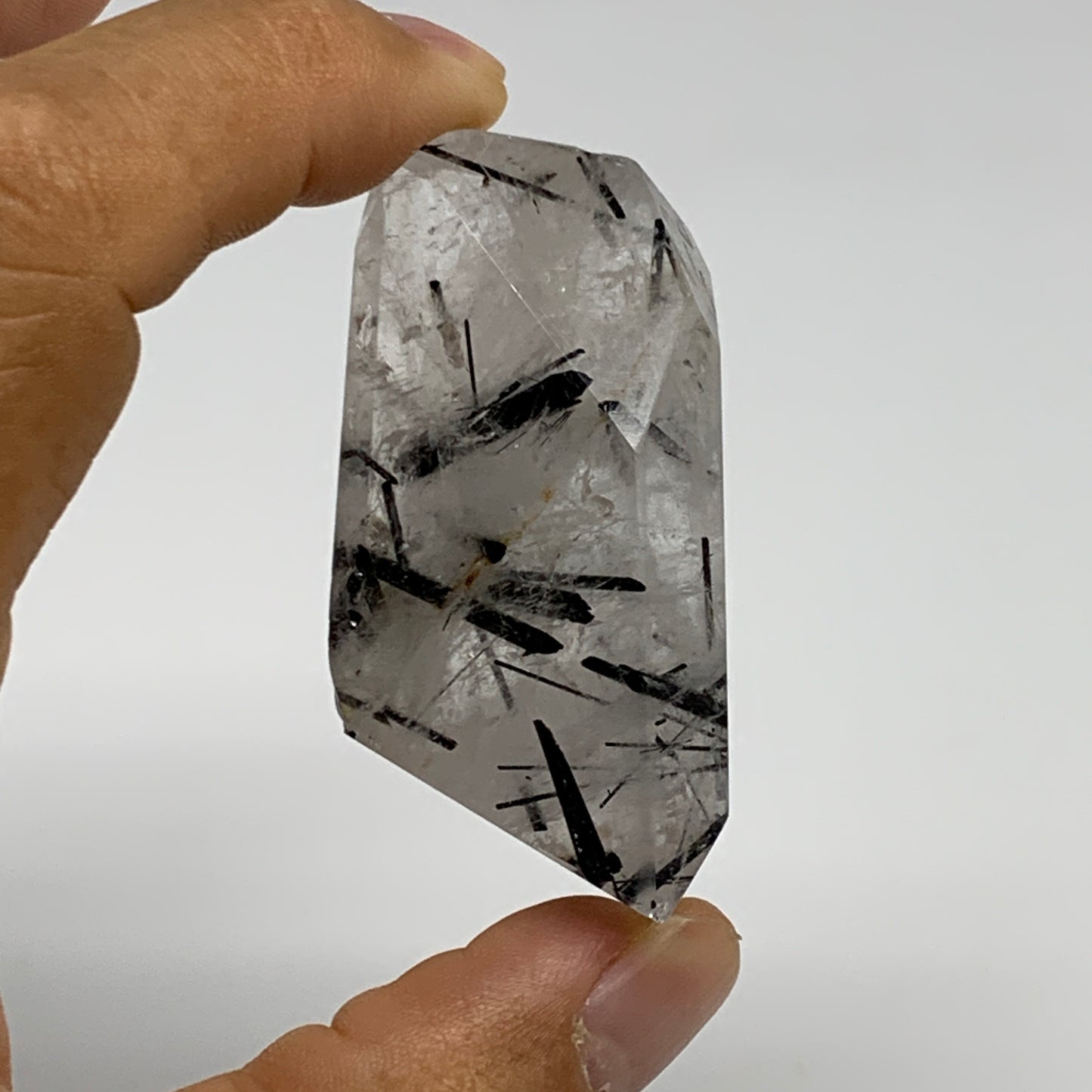 43.7g, 2.2"x1"x0.8", Black Tourmaline Rutile Quartz Crystal Chunk @Brazil,B27443