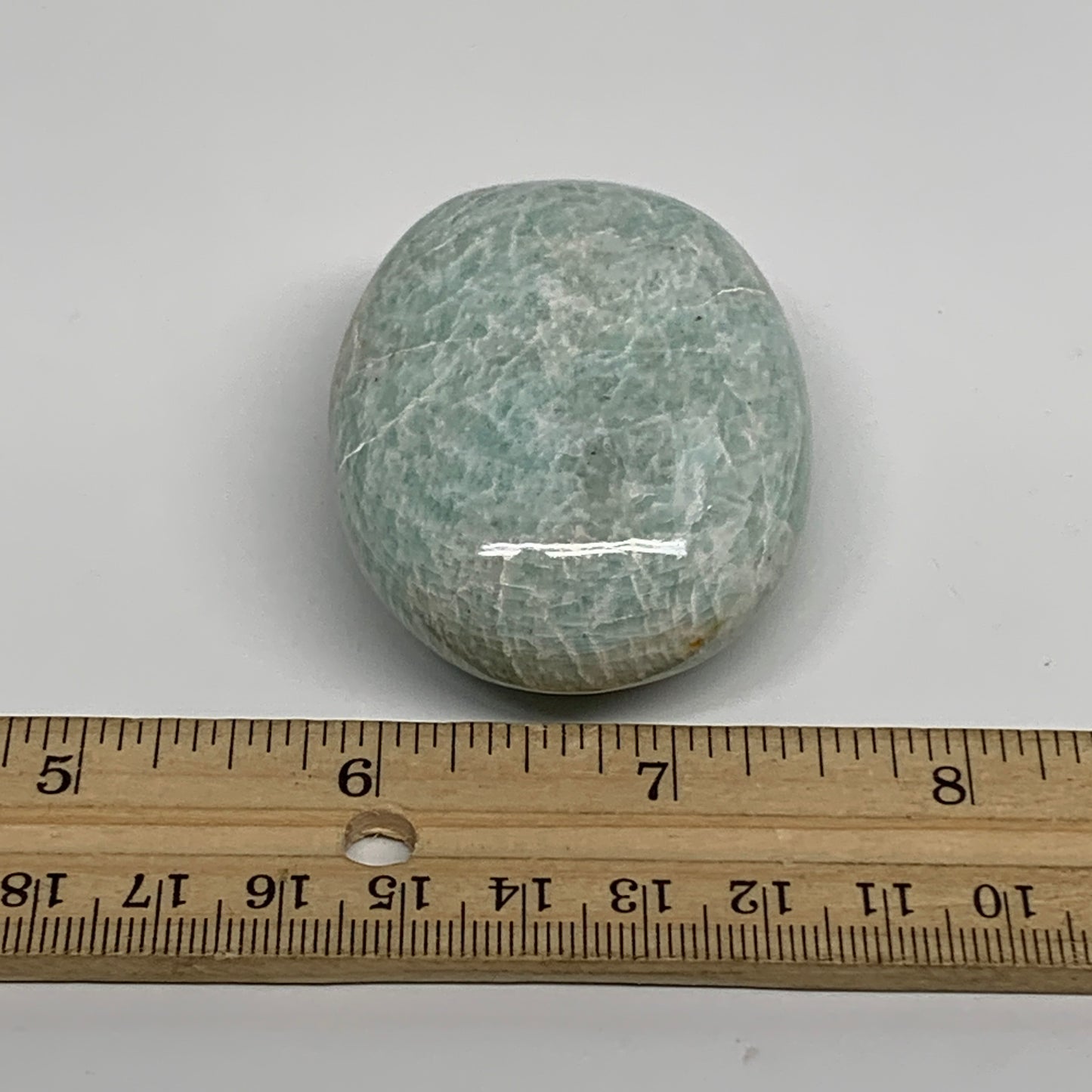 95.7g, 2.4"x1.7"x0.9", Natural Amazonite Palm-Stone Tumbled Polished, B34690