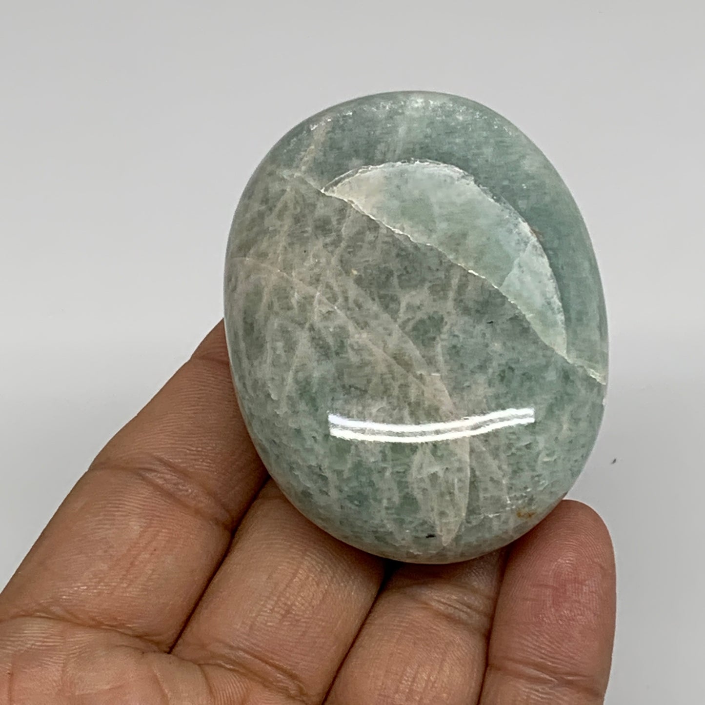 101g, 2.5"x1.8"x0.9", Natural Amazonite Palm-Stone Tumbled Polished, B34691
