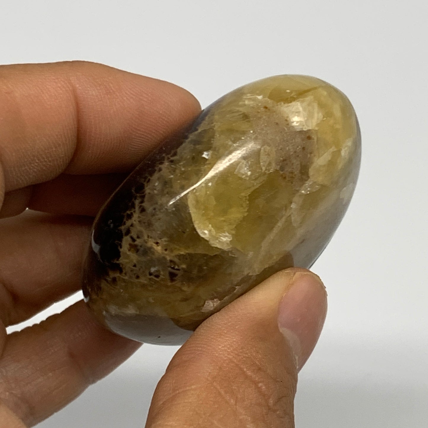 90.9g,2"x1.9"x1", Septarian Nodule Palm-Stone Polished Reiki, B28246