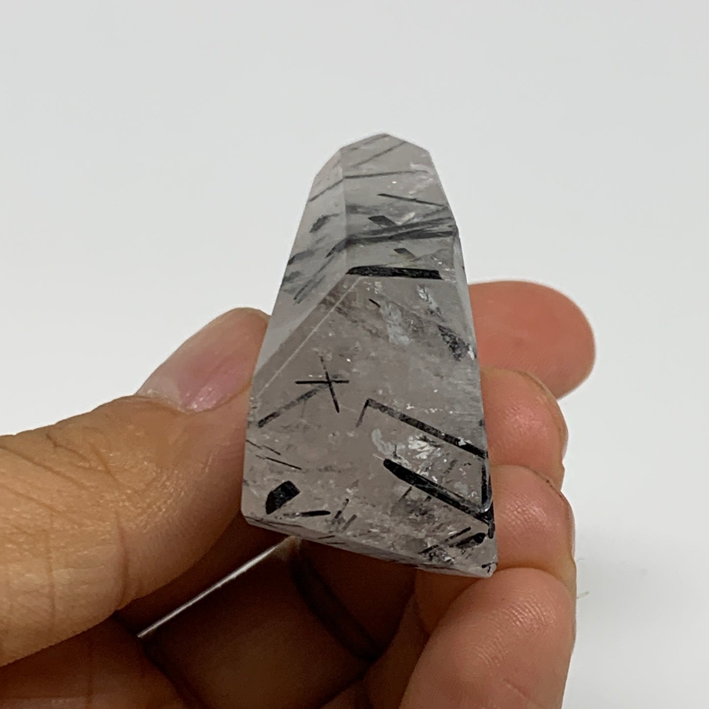 43.7g, 2.2"x1"x0.8", Black Tourmaline Rutile Quartz Crystal Chunk @Brazil,B27443