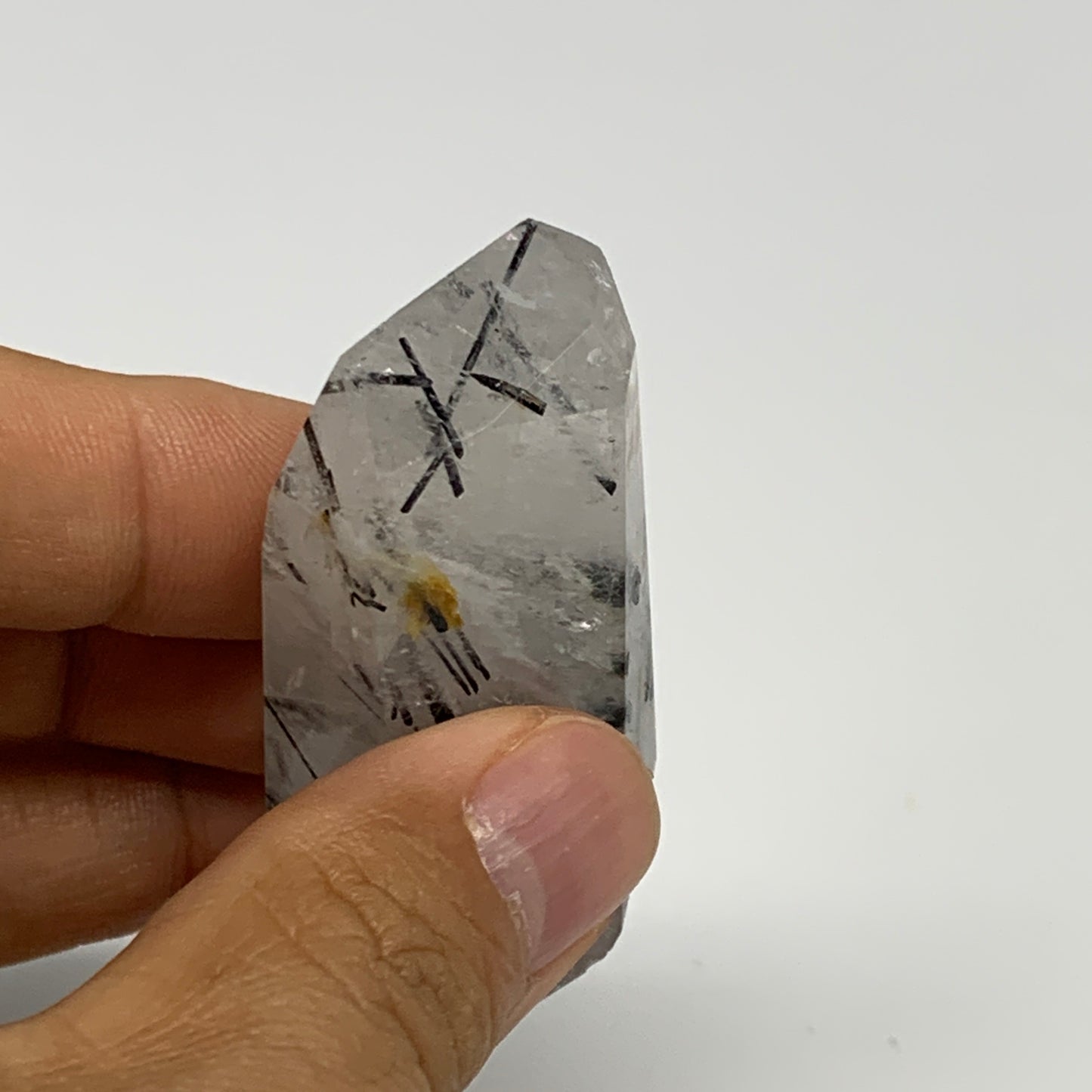 43.7g, 2.2"x1"x0.8", Black Tourmaline Rutile Quartz Crystal Chunk @Brazil,B27443