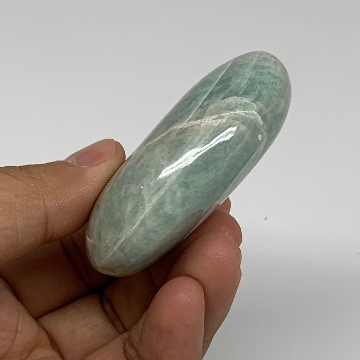 101g, 2.5"x1.8"x0.9", Natural Amazonite Palm-Stone Tumbled Polished, B34691