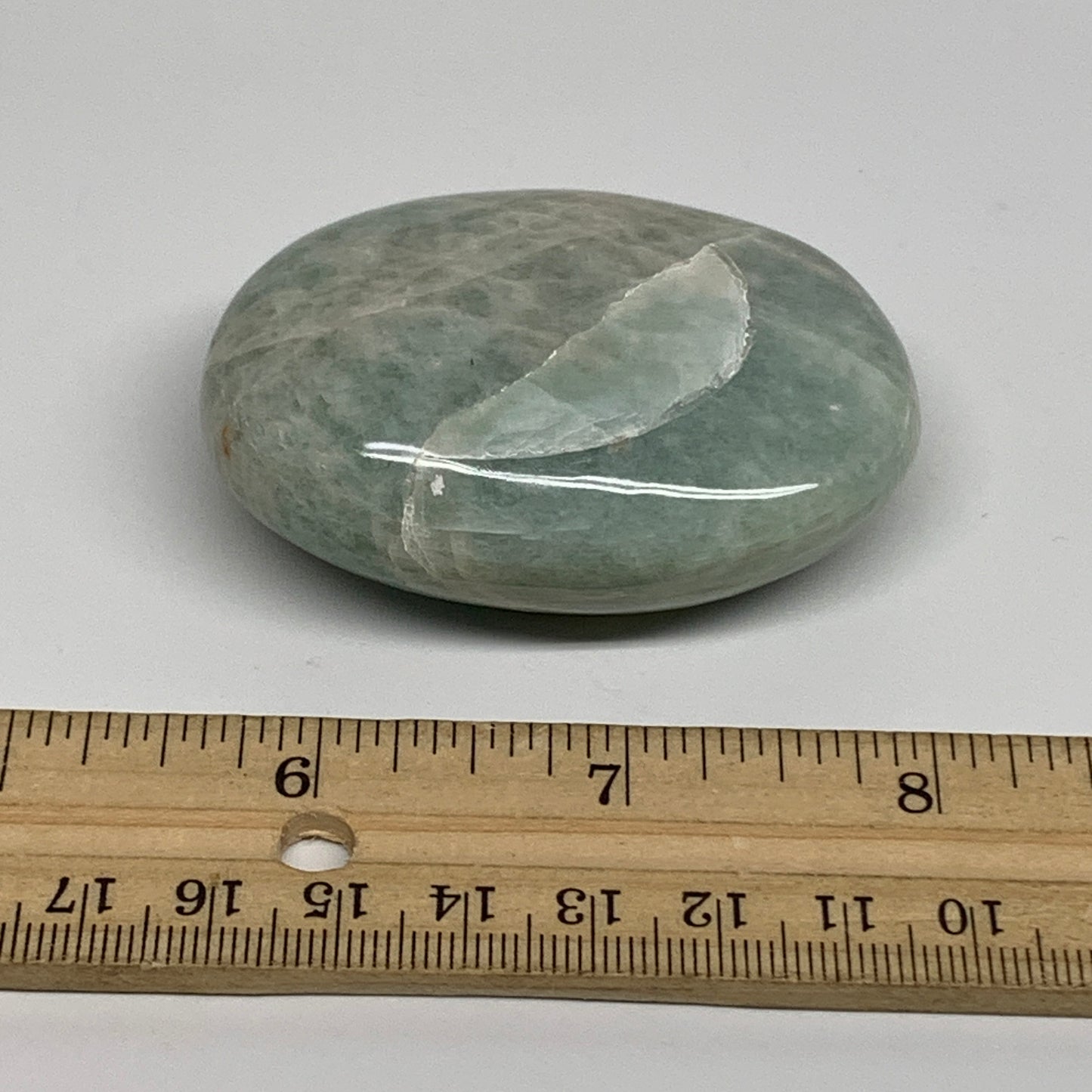 101g, 2.5"x1.8"x0.9", Natural Amazonite Palm-Stone Tumbled Polished, B34691