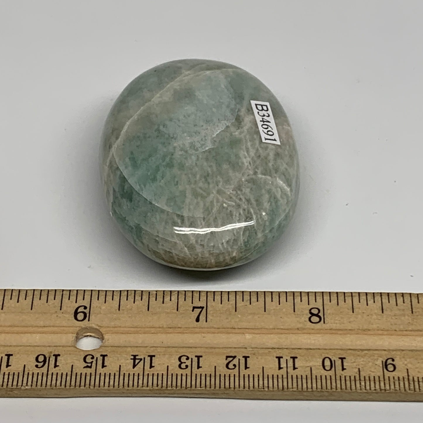 101g, 2.5"x1.8"x0.9", Natural Amazonite Palm-Stone Tumbled Polished, B34691