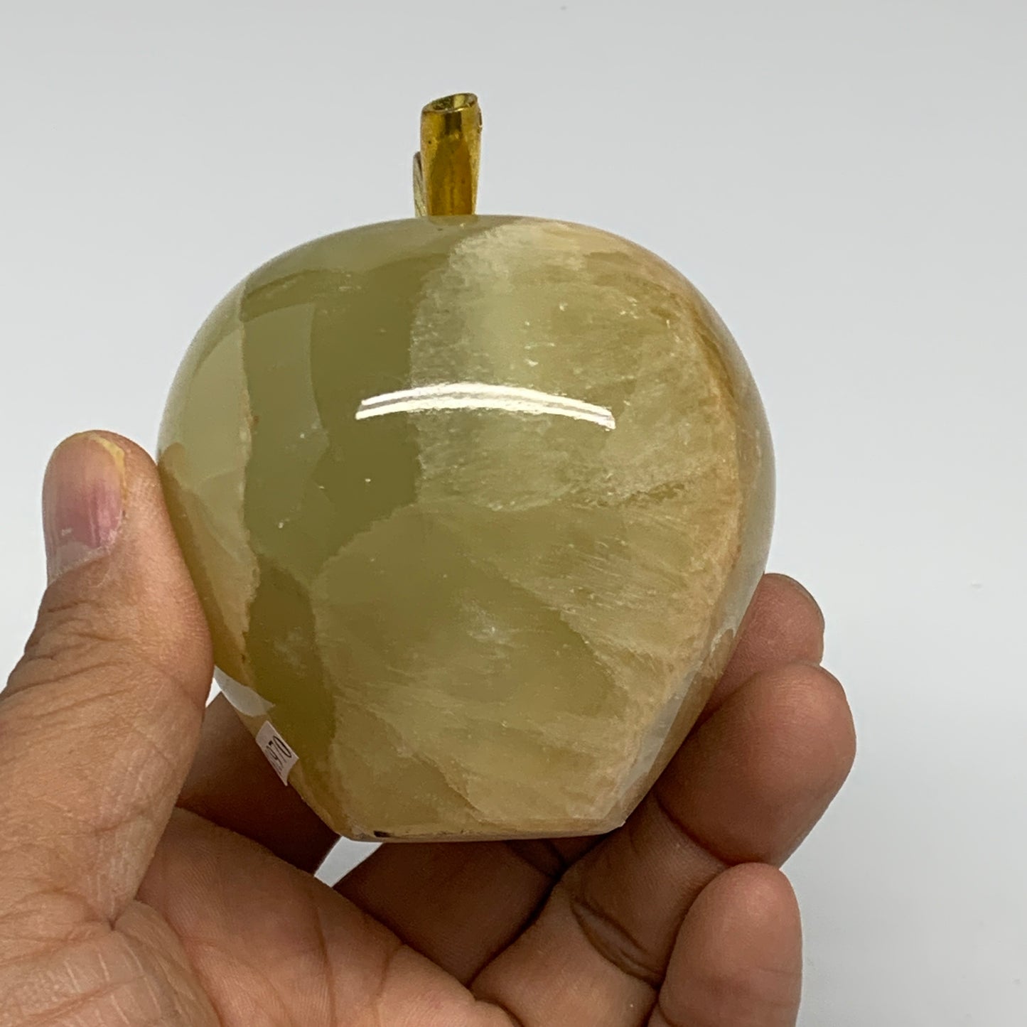 374g, 2.4"x2.5" Natural Green Onyx Apple Gemstone from Afghanistan, B31970