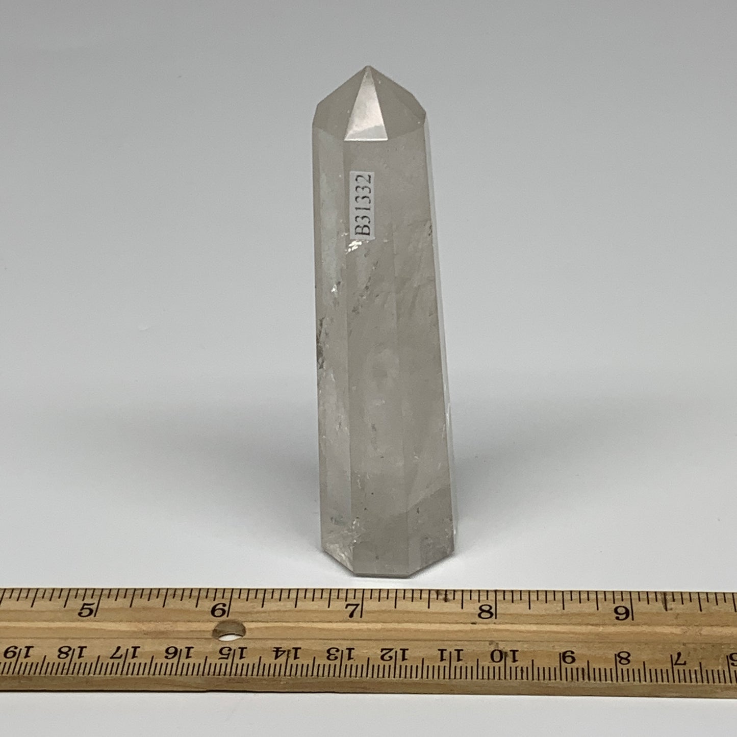 117.8g, 4.1"x1", Natural Quartz Crystal Tower Point Obelisk @India, B31332