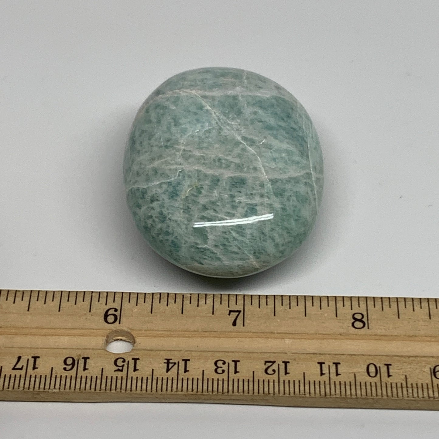 90.3g, 2.3"x1.7"x0.9", Natural Amazonite Palm-Stone Tumbled Polished, B34693