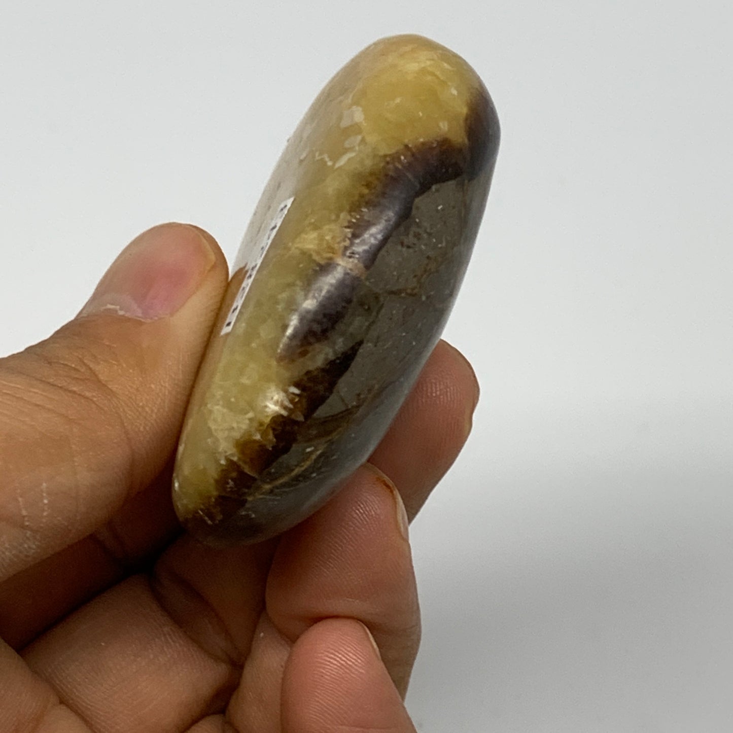 79.9g, 2.2"x1.9"x0.8", Septarian Nodule Palm-Stone Polished Reiki, B28243