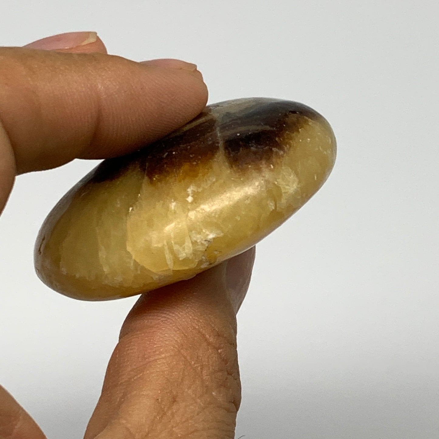 79.9g, 2.2"x1.9"x0.8", Septarian Nodule Palm-Stone Polished Reiki, B28243