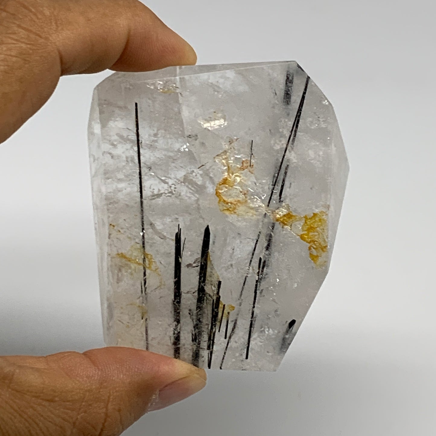 149.8g, 2.6"x2.2"x0.9", Black Tourmaline Rutile Quartz Crystal Chunk @Brazil,B27