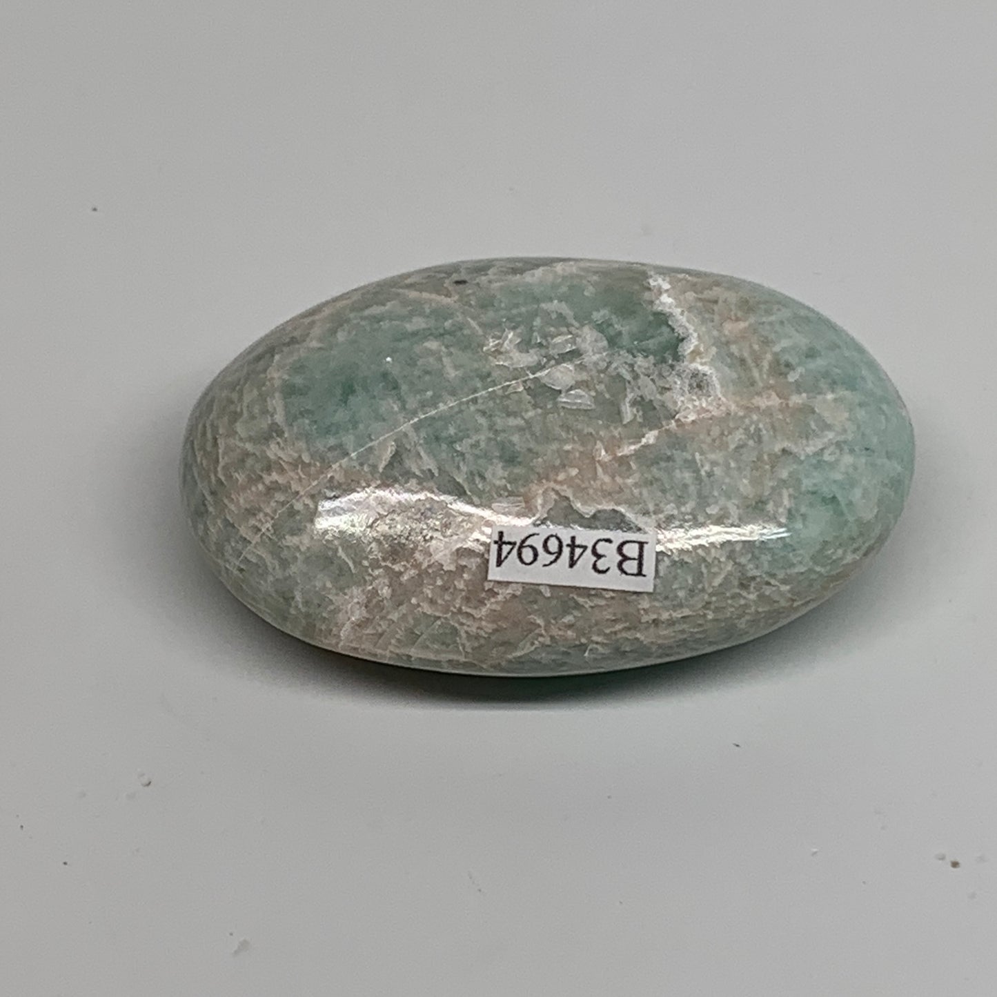 89.3g, 2.5"x1.7"x0.9", Natural Amazonite Palm-Stone Tumbled Polished, B34694