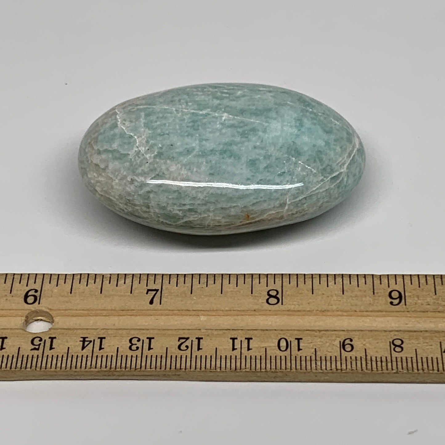 89.3g, 2.5"x1.7"x0.9", Natural Amazonite Palm-Stone Tumbled Polished, B34694