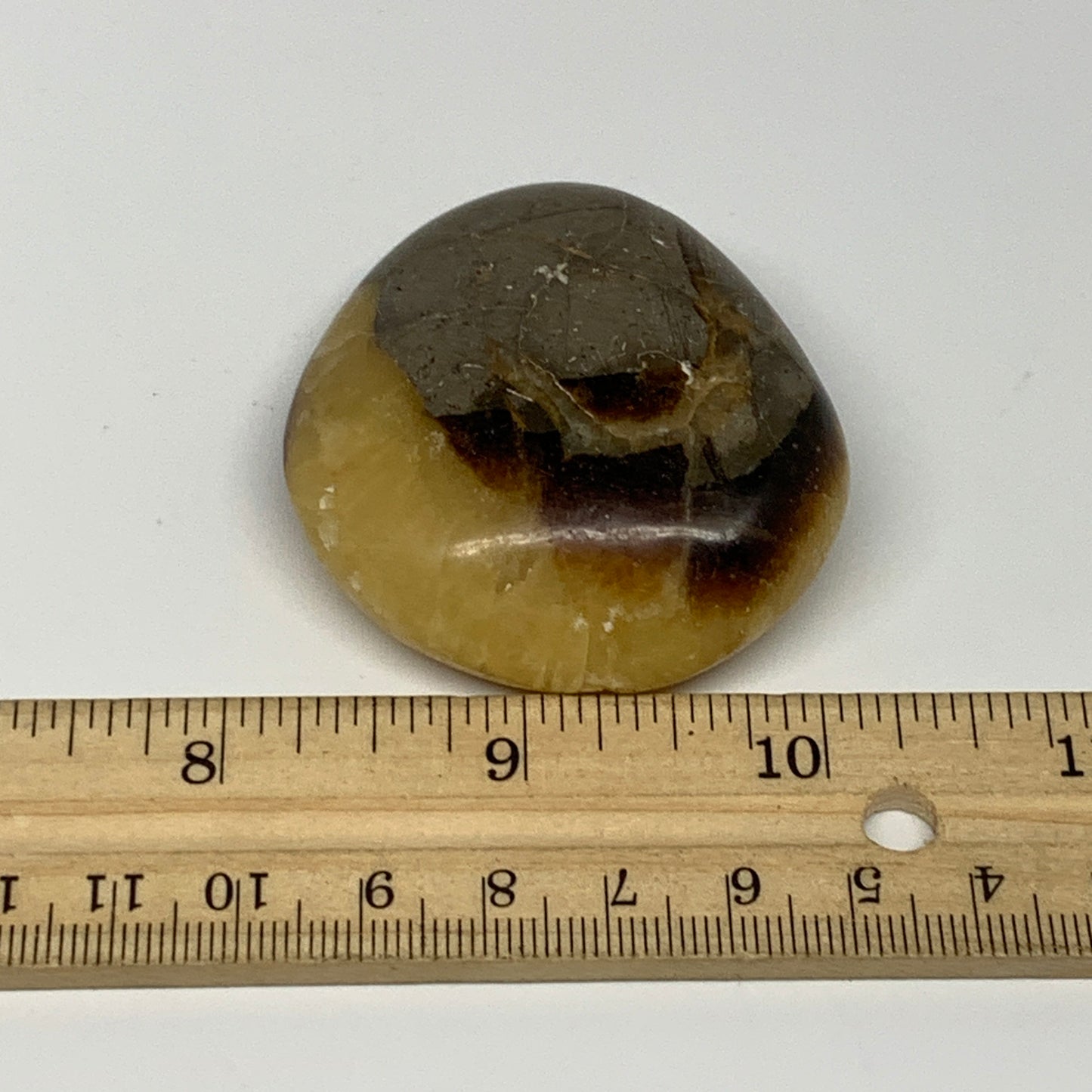 79.9g, 2.2"x1.9"x0.8", Septarian Nodule Palm-Stone Polished Reiki, B28243