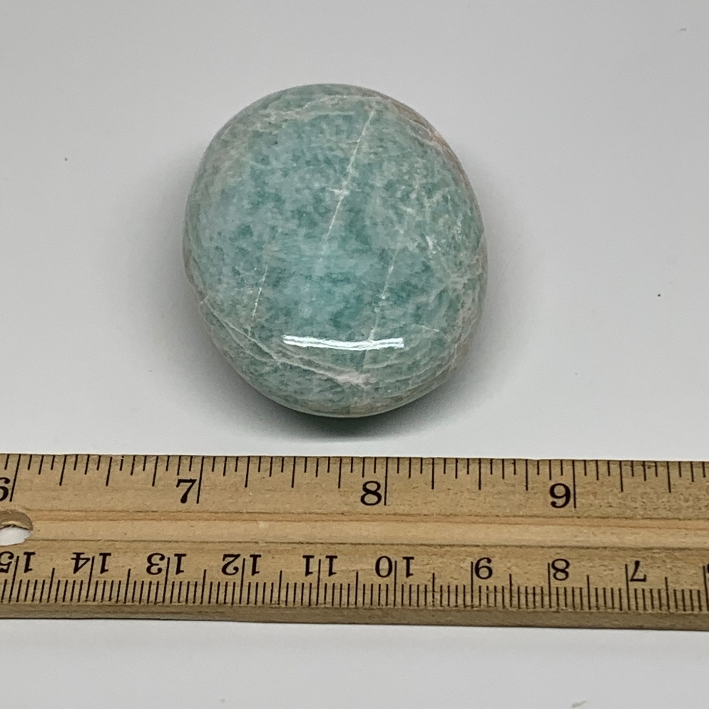 89.3g, 2.5"x1.7"x0.9", Natural Amazonite Palm-Stone Tumbled Polished, B34694