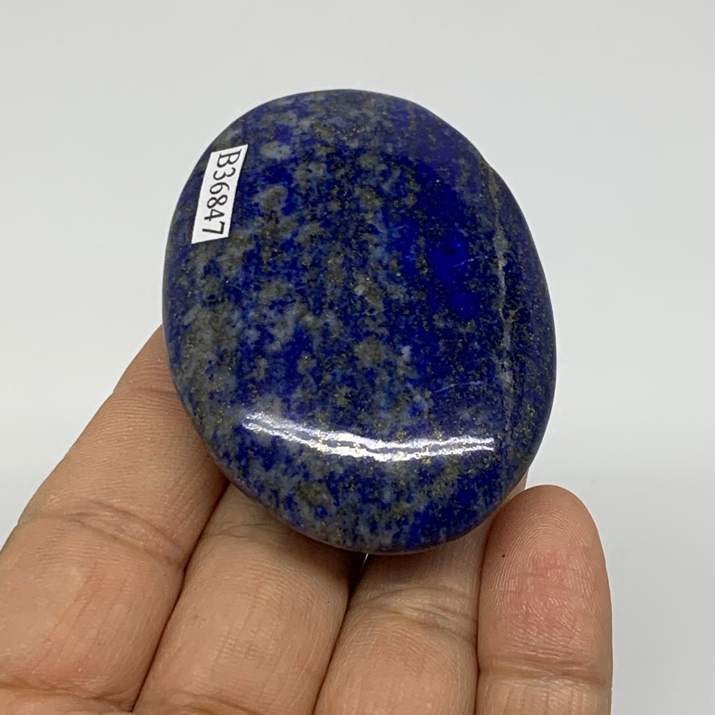 76.4g, 2.4"x1.7"x0.7", Natural Lapis Lazuli Palm Stone @Afghanistan, B36847