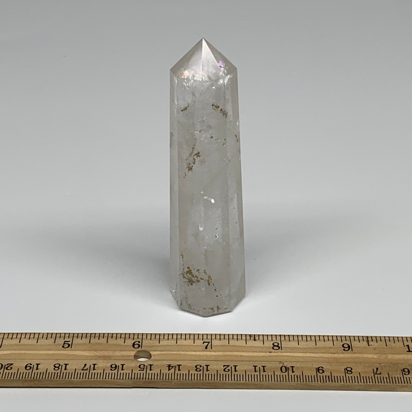 129.3g, 4.3"x1", Natural Quartz Crystal Tower Point Obelisk @India, B31333