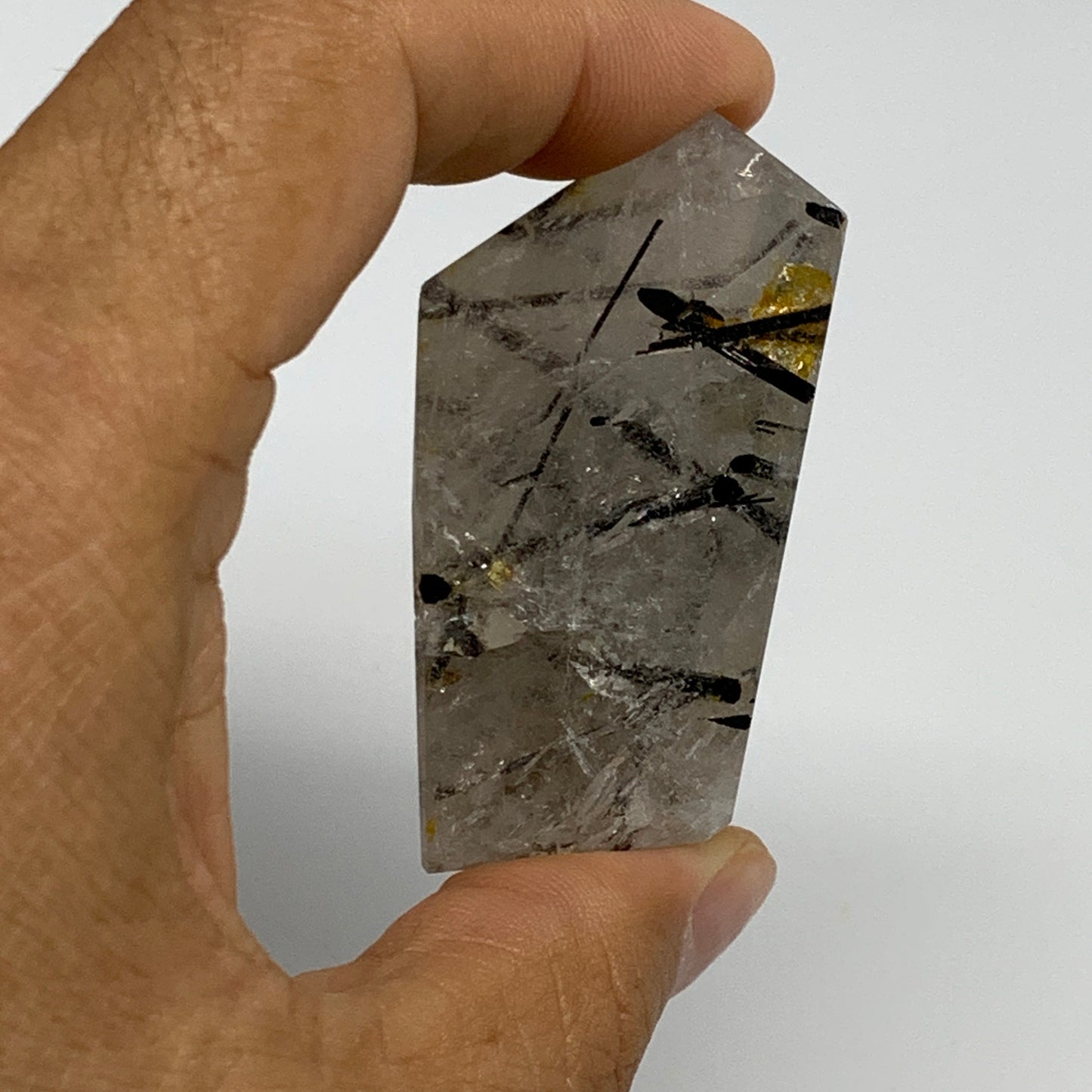 77.2g, 2.2"x1.5"x1.1", Black Tourmaline Rutile Quartz Crystal Chunk @Brazil,B274