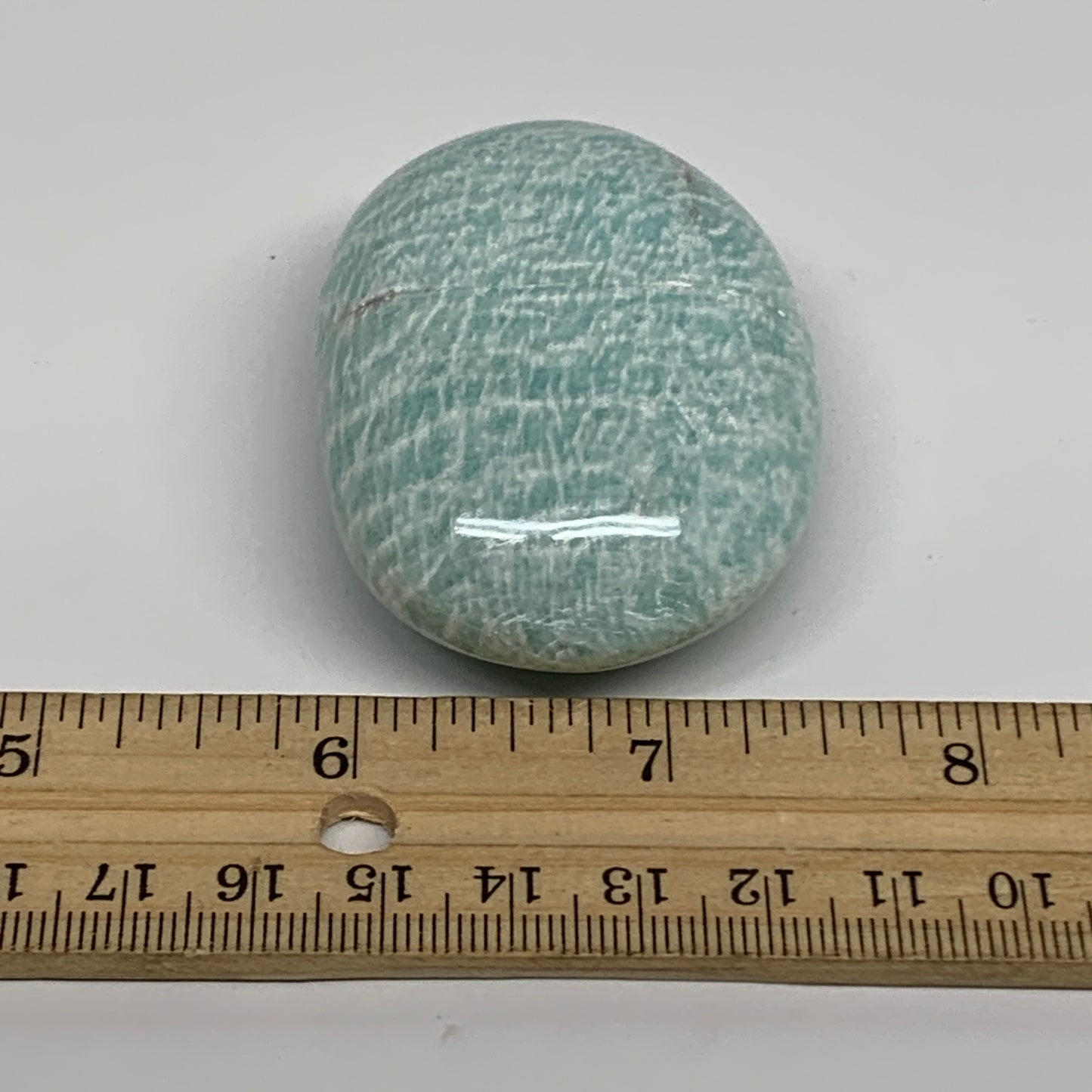 91g, 2.4"x1.7"x0.9", Natural Amazonite Palm-Stone Tumbled Polished, B34695