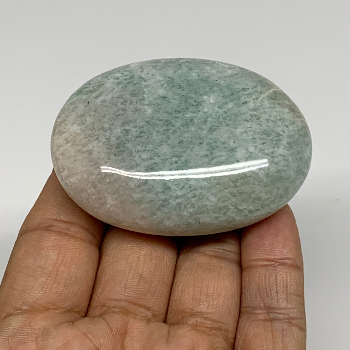 100g, 2.5"x1.8"x0.9", Natural Amazonite Palm-Stone Tumbled Polished, B34696