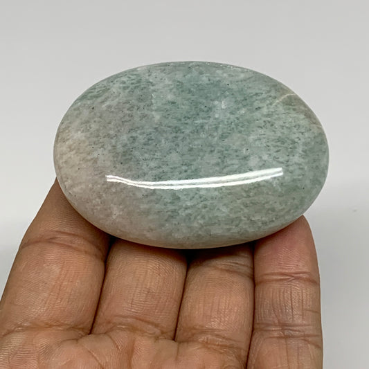 100g, 2.5"x1.8"x0.9", Natural Amazonite Palm-Stone Tumbled Polished, B34696
