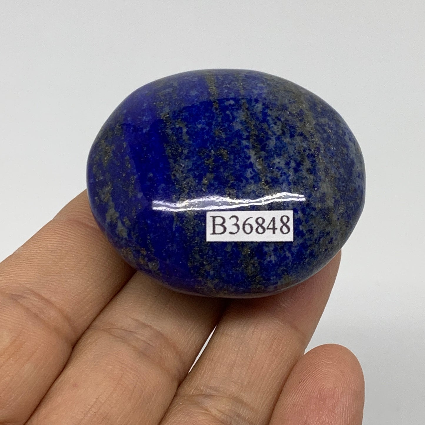 79.7g, 1.8"x1.8"x0.9", Natural Lapis Lazuli Palm Stone @Afghanistan, B36848