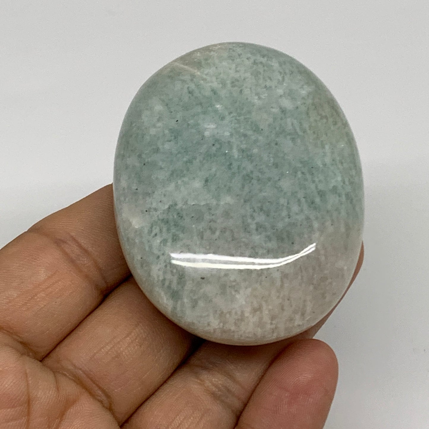 100g, 2.5"x1.8"x0.9", Natural Amazonite Palm-Stone Tumbled Polished, B34696
