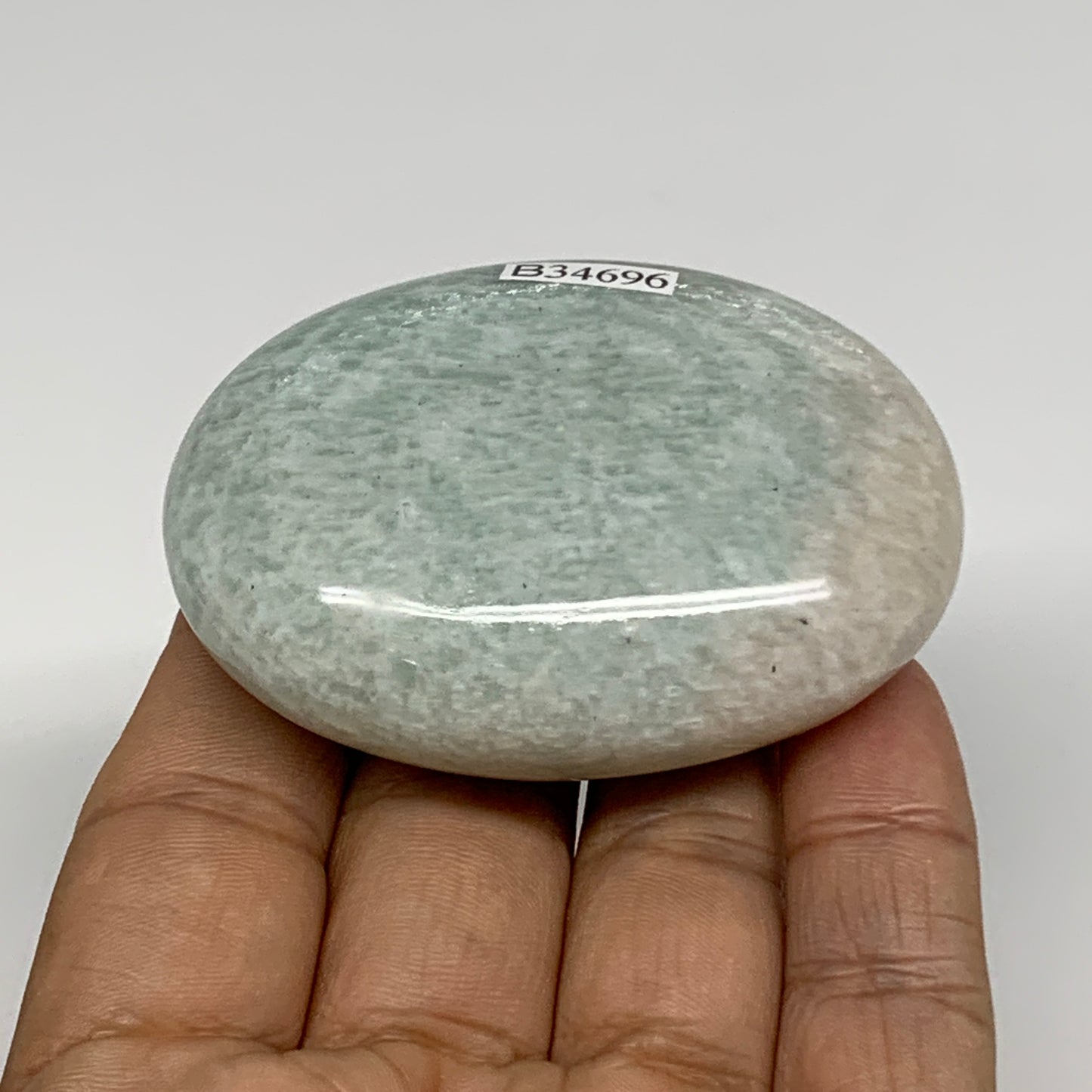 100g, 2.5"x1.8"x0.9", Natural Amazonite Palm-Stone Tumbled Polished, B34696