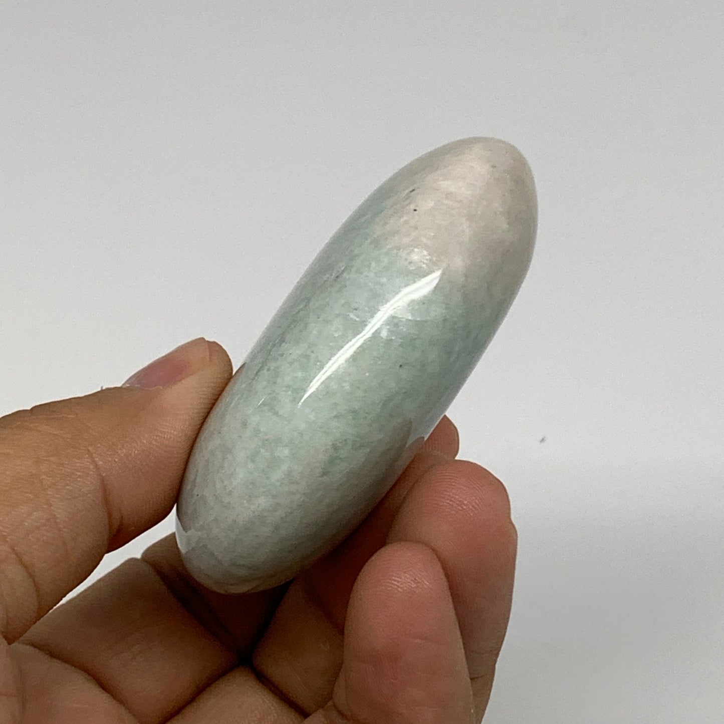 100g, 2.5"x1.8"x0.9", Natural Amazonite Palm-Stone Tumbled Polished, B34696