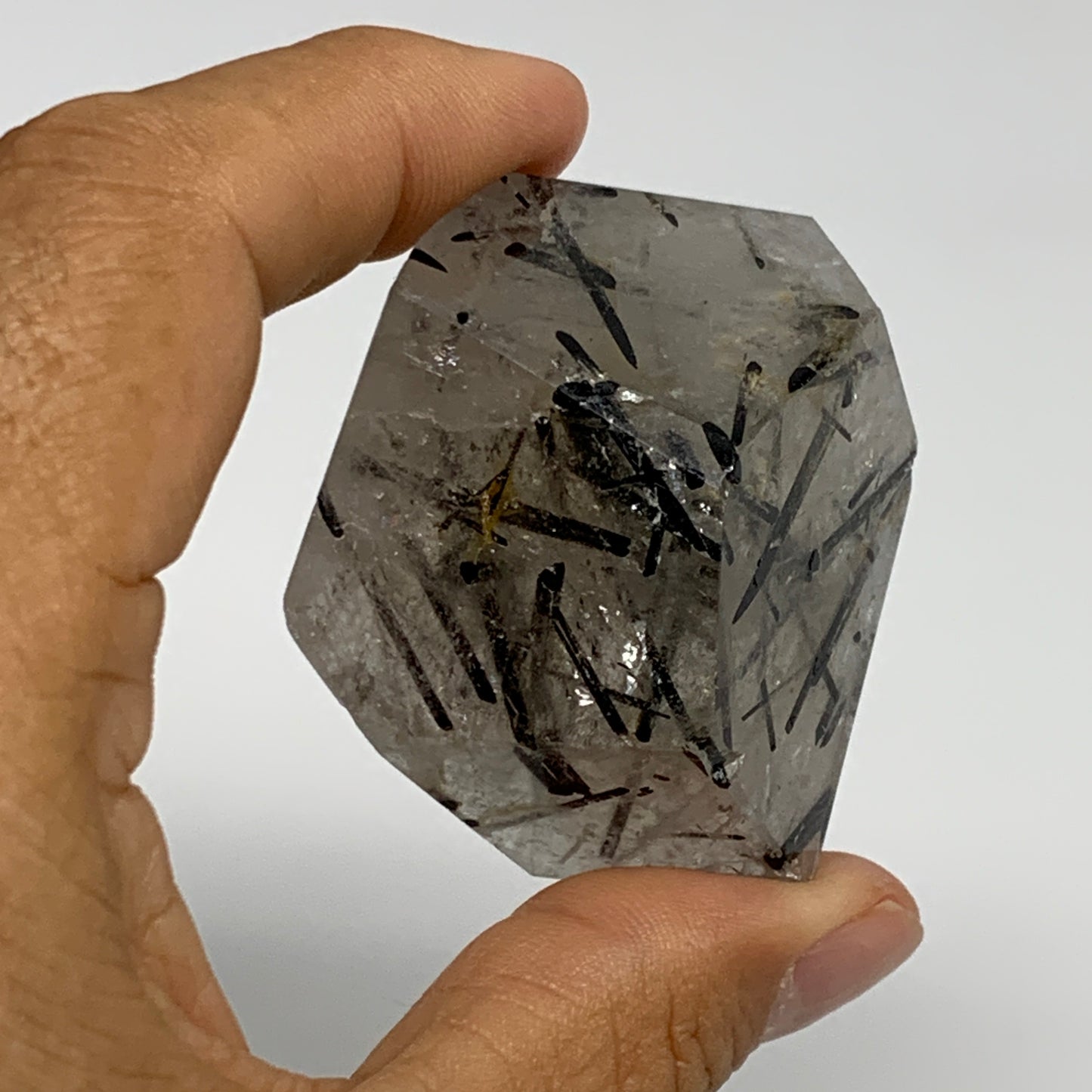 79.3g, 1.9"x1.7"x1.4", Black Tourmaline Rutile Quartz Crystal Chunk @Brazil,B274