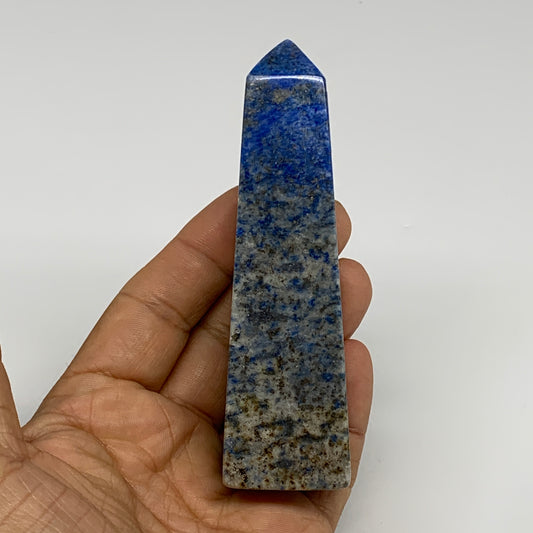 184.2g, 4.1"x1.1"x1.1", Natural Lapis Lazuli Tower Point Obelisk Afghanistan,B30