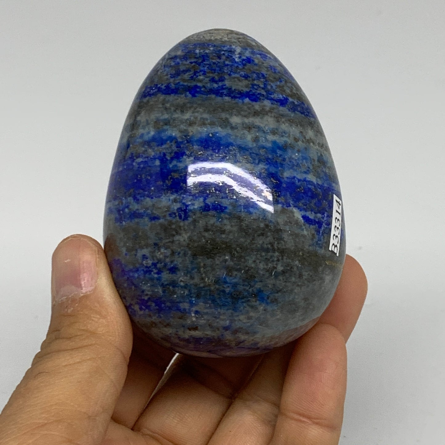 358g, 2.9"x2.1", Natural Lapis Lazuli Egg Polished @Afghanistan, B33314