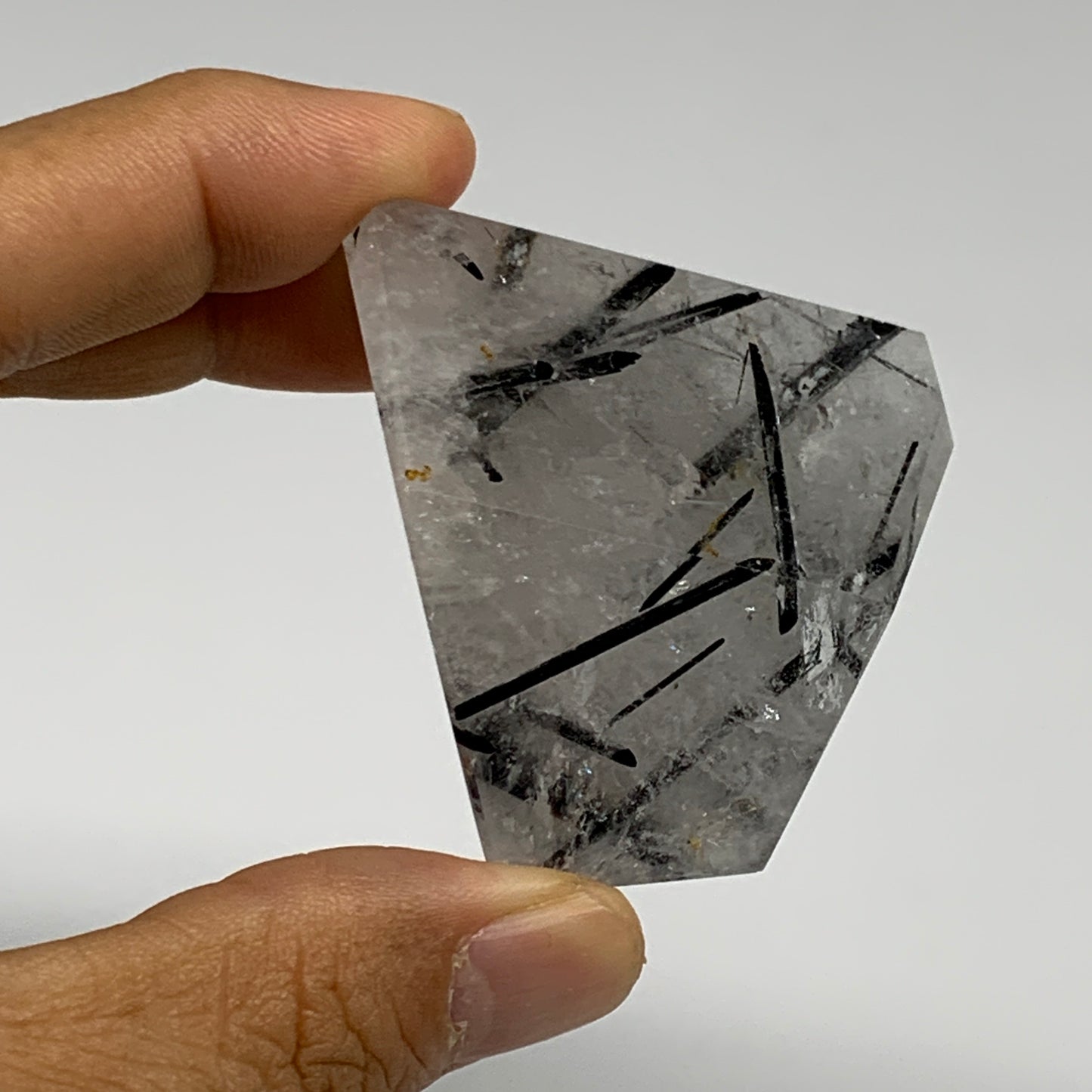 96.8g, 1.8"x1.9"x1.3", Black Tourmaline Rutile Quartz Crystal Chunk @Brazil,B274