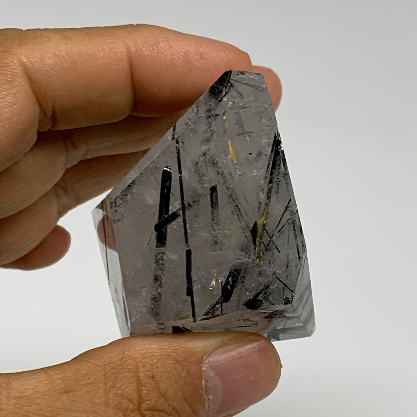 96.8g, 1.8"x1.9"x1.3", Black Tourmaline Rutile Quartz Crystal Chunk @Brazil,B274