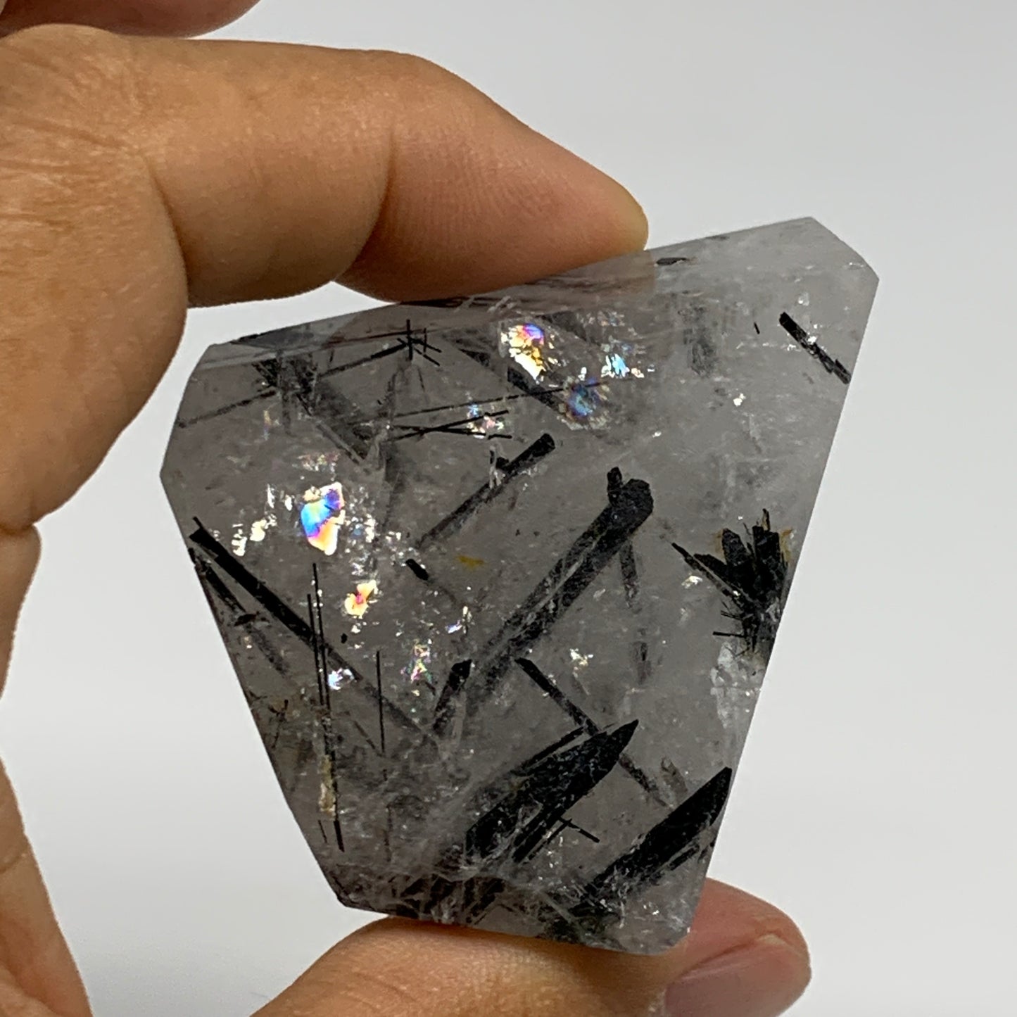 96.8g, 1.8"x1.9"x1.3", Black Tourmaline Rutile Quartz Crystal Chunk @Brazil,B274