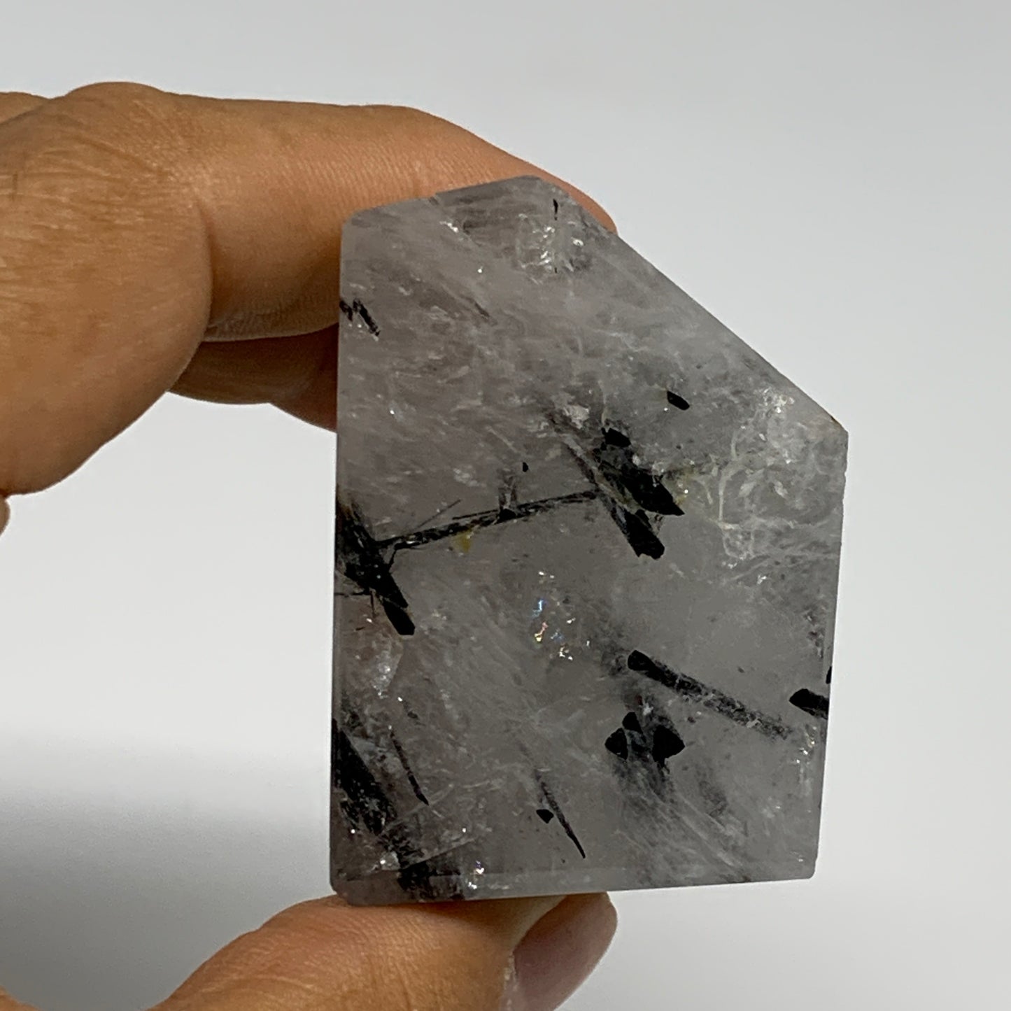 96.8g, 1.8"x1.9"x1.3", Black Tourmaline Rutile Quartz Crystal Chunk @Brazil,B274