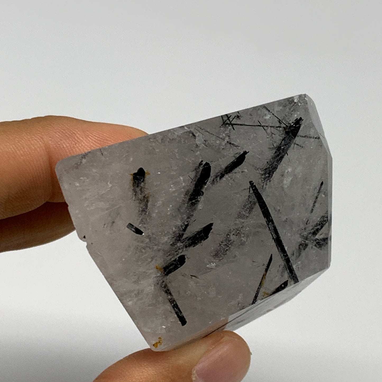 96.8g, 1.8"x1.9"x1.3", Black Tourmaline Rutile Quartz Crystal Chunk @Brazil,B274