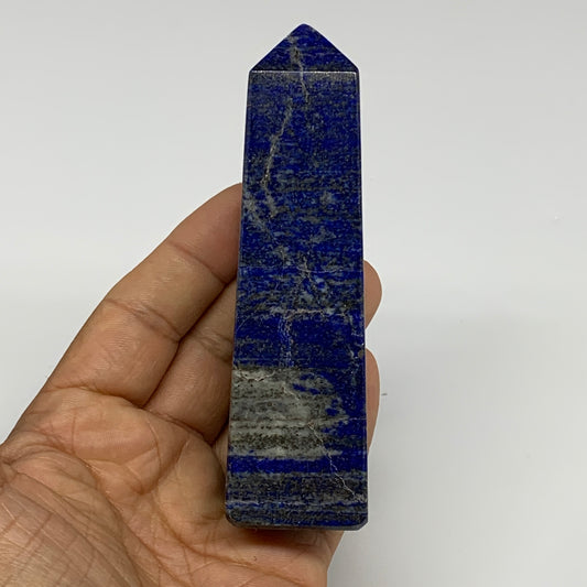 229g, 4.2"x1.2"x1.2", Natural Lapis Lazuli Tower Point Obelisk Afghanistan,B3051