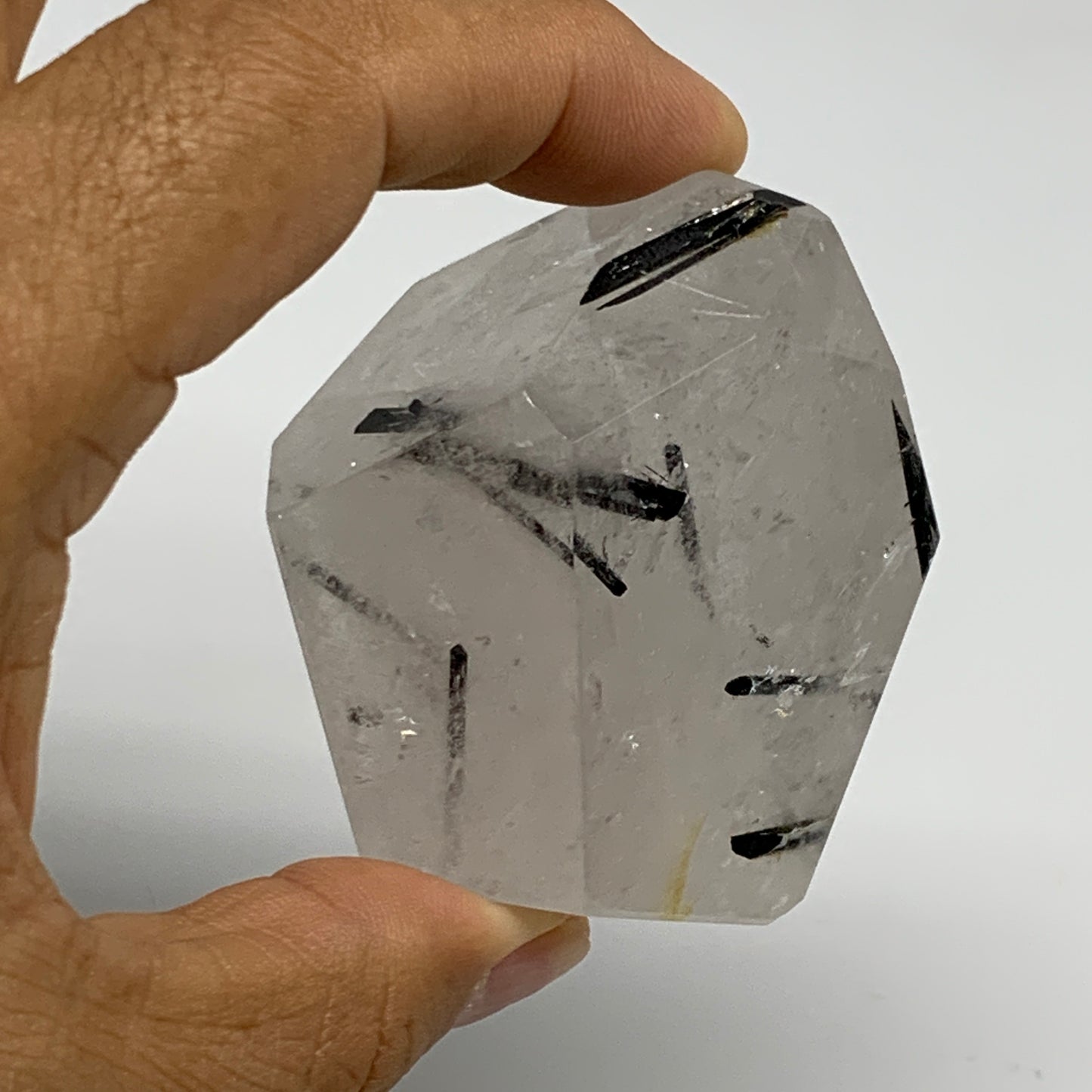 126g, 2.2"x2"x1.3", Black Tourmaline Rutile Quartz Crystal Chunk @Brazil,B27451