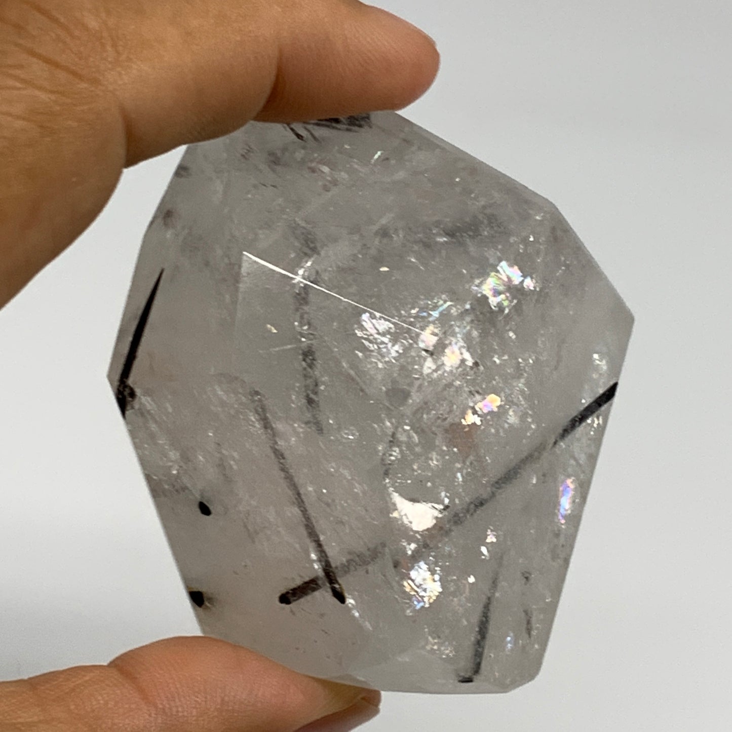 126g, 2.2"x2"x1.3", Black Tourmaline Rutile Quartz Crystal Chunk @Brazil,B27451