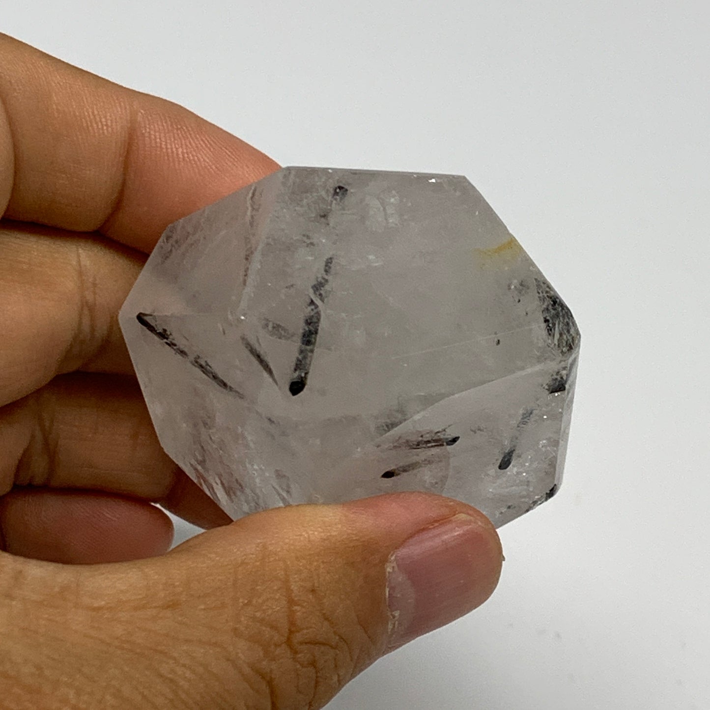 126g, 2.2"x2"x1.3", Black Tourmaline Rutile Quartz Crystal Chunk @Brazil,B27451