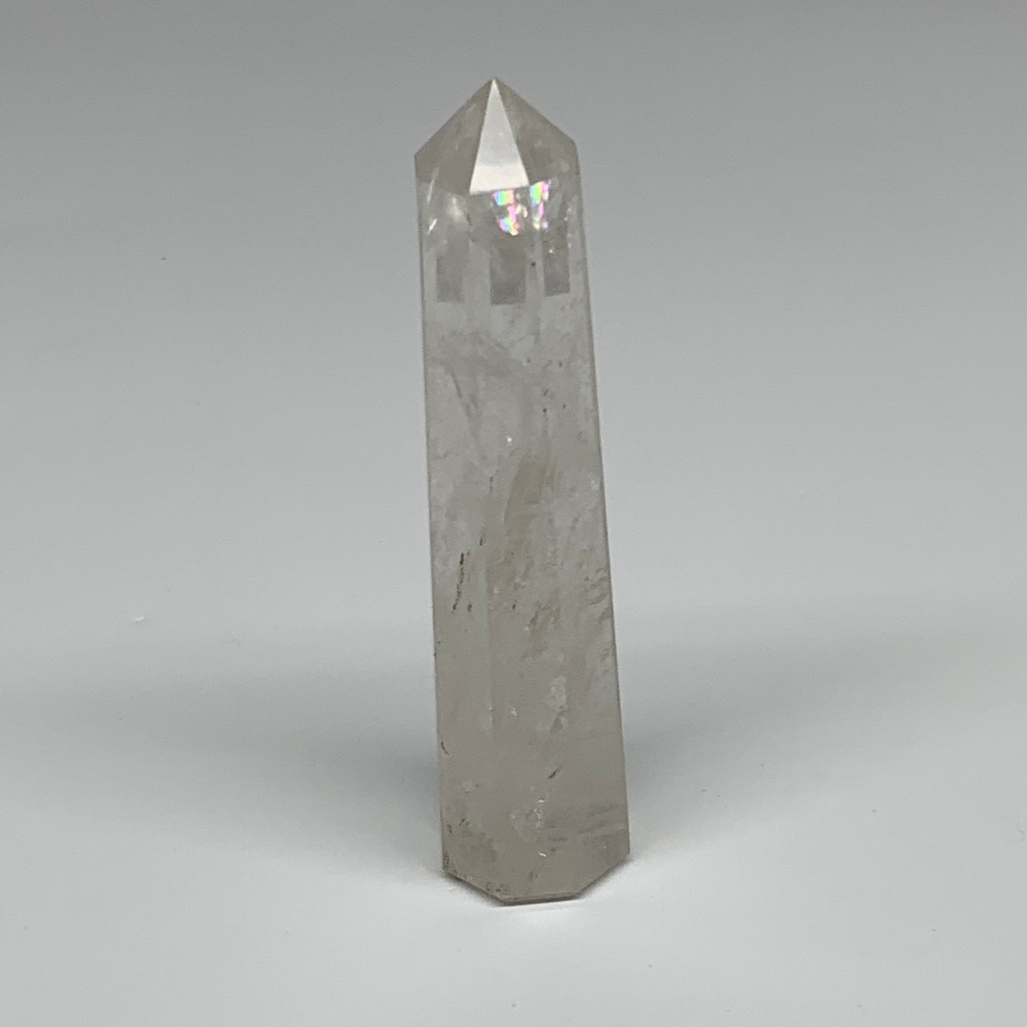 94.8g, 4"x0.9", Natural Quartz Crystal Tower Point Obelisk @India, B31336