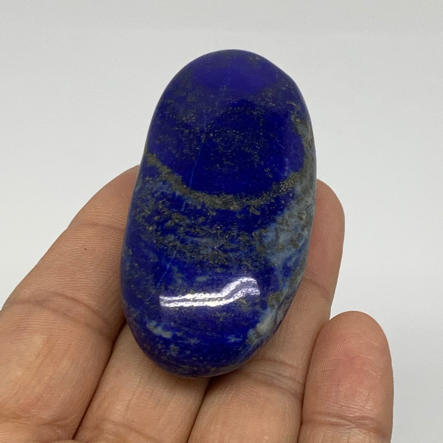 70.2g, 2.5"x1.2"x0.8", Natural Lapis Lazuli Palm Stone @Afghanistan, B36852